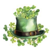 Green Hat Adorned with Clovers png