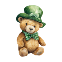 adorable nounours ours ensemble dans vert Chapeaux et arc cravates png