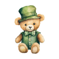 adorable osito de peluche oso conjunto en verde sombreros y arco corbatas png