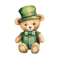 Adorable Teddy Bear Set in Green Hats and Bow Ties png