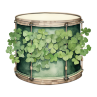 Festive Drum Decorated with Shamrock png