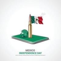 mexico independence day. mexico independence day creative ads design. post, , 3D illustration. vector