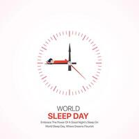 World sleep day. sleep day creative ads design March 15. social media poster, , 3D illustration. vector