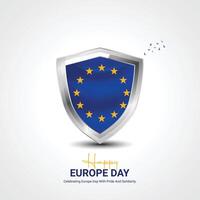 Happy Europe Day creative ads design. May 9 Europe Day social media poster 3D illustration. vector