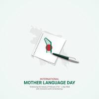 International Mother Language Day creative ads. 21 February Mother Language Day of Bangladesh. poster, banner illustration . 3D vector