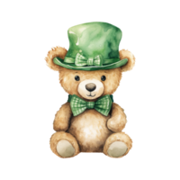 Adorable Teddy Bear Set in Green Hats and Bow Ties png