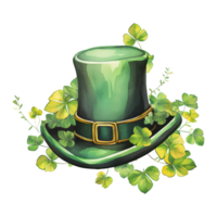 Green Hat Adorned with Clovers png