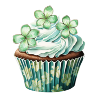 Shamrock Cupcake with Festive Green Decoration png