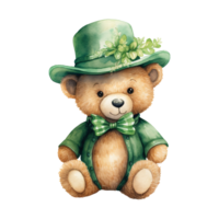 adorável Urso de pelúcia Urso conjunto dentro verde chapéus e arco laços png