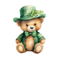 Adorable Teddy Bear Set in Green Hats and Bow Ties png