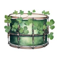 Festive Drum Decorated with Shamrock png