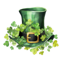 Green Hat Adorned with Clovers png