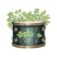 Festive Drum Decorated with Shamrock png