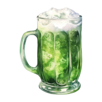 Green Beer Glasses Overflowing with Frothy Foam png