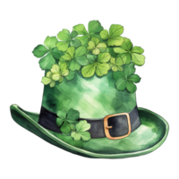 Green Hat Adorned with Clovers png