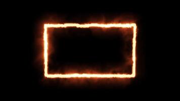 Burning neon light fire frame glowing rectangle border animated footage. video