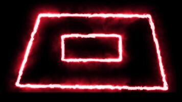 Burning neon light fire frame glowing rectangle border high quality 4k footage. video