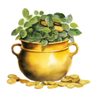 Gleaming Pots Overflowing with Precious Gold png