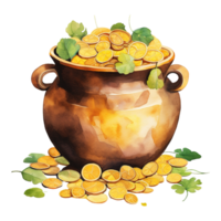 Gleaming Pots Overflowing with Precious Gold png