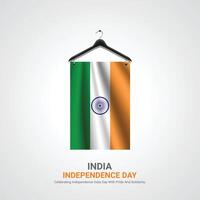 indio independencia día,indio independencia día creativo anuncios diseño. social medios de comunicación enviar 3d ilustración. vector