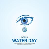 mundo agua día. agua día creativo anuncios diseño marzo 22 social medios de comunicación póster, , 3d ilustración. vector