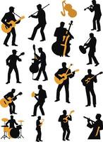 Set of silhouettes of musicians on a white background. illustration vector