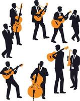 Set of silhouettes of musicians on a white background. illustration vector