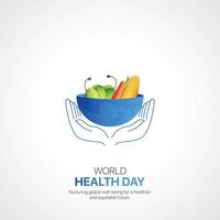 world health day. world health day creative ads design April 7. social media poster, , 3D illustration. vector