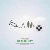 mundo salud día. mundo salud día creativo anuncios diseño abril 7. social medios de comunicación póster, , 3d ilustración. vector