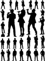Set of silhouettes of musicians on a white background. illustration vector