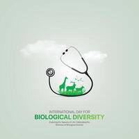 International Day for Biological Diversity.Biological Diversity creative ads design. social media post, , 3D illustration. vector