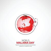 mundo malaria día. mundo malaria día creativo anuncios diseño abril 25 social medios de comunicación póster, , 3d ilustración. vector