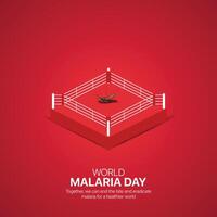 mundo malaria día. mundo malaria día creativo anuncios diseño abril 25 social medios de comunicación póster, , 3d ilustración. vector