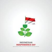 indonesia independence day. indonesia independence day creative ads design. 3D illustration. vector