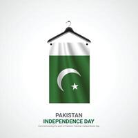 pakistan independence day. pakistan independence day creative ads design. post, , 3D illustration. vector