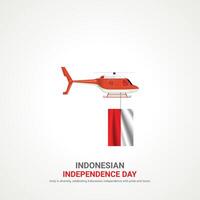 indonesia independence day. indonesia independence day creative ads design. 3D illustration. vector