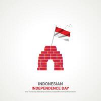 indonesia independence day. indonesia independence day creative ads design. 3D illustration. vector