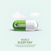 World sleep day. sleep day creative ads design March 15. social media poster, , 3D illustration. vector