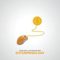 Micro-, Small and Medium-sized Enterprises Day creative ads design. june 27, , illustration, 3d vector