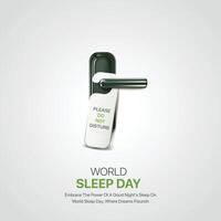 World sleep day. sleep day creative ads design March 15. social media poster, , 3D illustration. vector