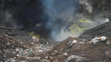 Crater active volcano Bromo close-up video