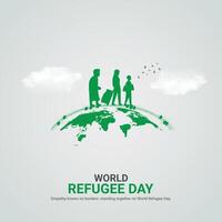 internacional refugiado día. internacional refugiado día creativo anuncios diseño. junio 20 , arte, ilustración, 3d vector