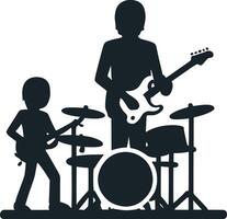 conjunto de siluetas de músicos en un blanco antecedentes. ilustración vector