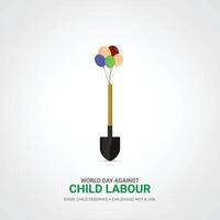 mundo día en contra niño mano de obra. niño labor creativo anuncios diseño 12 junio. , 3d ilustración. vector