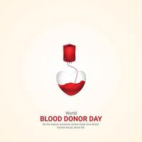 mundo sangre donante día. mundo sangre donante día creativo anuncios diseño junio 14 , ilustración, 3d vector