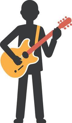 Set of silhouettes of musicians on a white background. illustration
