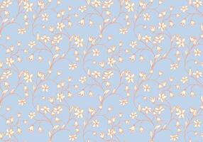 Pastel blue seamless pattern with abstract artistic branches with tiny flowers, bells, small leaves. hand drawing. Creative curved wild floral stems printing. Template for designs vector