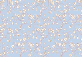 Pastel blue seamless pattern with abstract artistic branches with tiny flowers, bells, small leaves. hand drawing. Creative curved wild floral stems printing. Template for designs vector