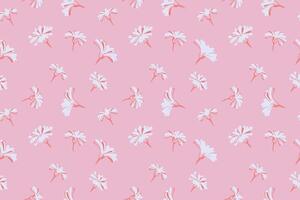 Pastel pink summer seamless pattern with abstract tiny cute flowers buds. Simple creative shapes floral patterned. hand drawn sketch. Collage template for designs, textile, fabric, printing vector