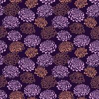 Dark violet seamless pattern with abstract shapes flowers. hand drawn sketch lines floral. Simple minimalist printing. Template for designs, textiles, fabric vector